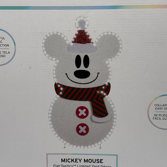 Gemmy Disney 3.7 ft Mickey Mouse Snowman Flat-Tastics Yard Decoration NIB - Picture 3 of 6